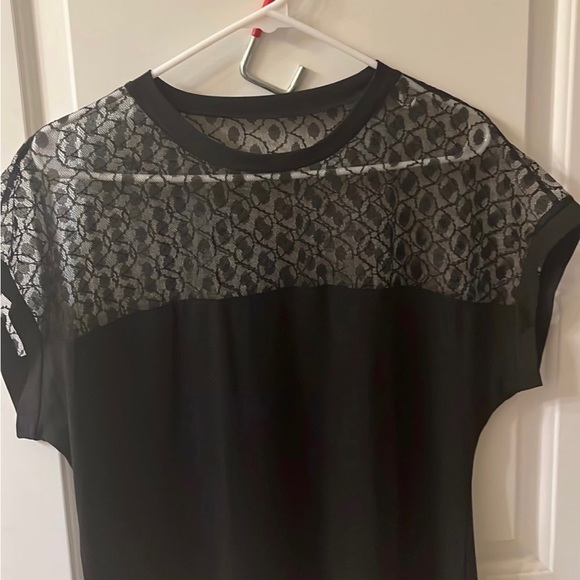 SHEIN - black short dress with mesh sleeves and collarbone - Picture 2 of 4